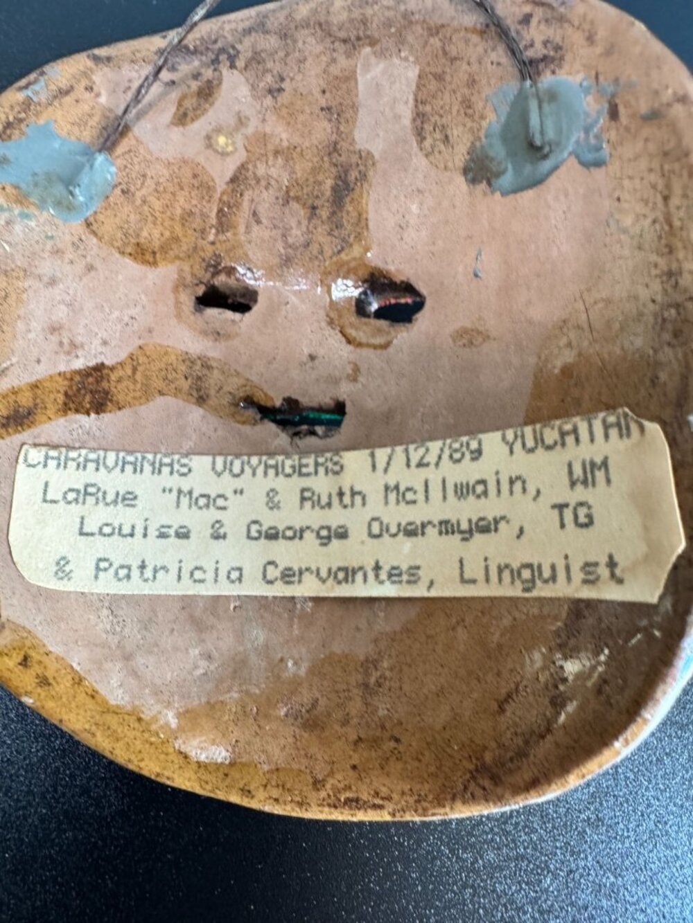 Vintage Yucatan Mexico Folk Art Ceramic Mask Hand Painted Wall Hanging 1989 - Picture 6 of 7